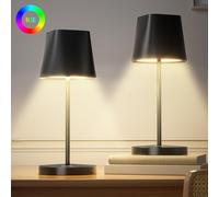 Quntis Lámpara de Mesa LED Recargable Inalámbrica, Regulable Táctil 3000K-5000K+RGB, Lámpara de Mesa para Exterior Impermeable IP44 para Restaurante/Bar/Camping/Balcón/Dormitorio - 2 Piezas