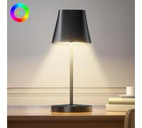 Quntis Lámpara de Mesa LED Recargable Inalámbrica, Regulable Táctil 3000K-5000K+RGB, Lámpara de Mesa para Exterior Impermeable IP44 para Restaurante/Bar/Camping/Balcón/Dormitorio - 1 Piezas