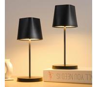 Quntis Lámpara de Mesa Recargable Inalámbrica, Regulable Táctil 3000K-5000K, Lámpara de Escritorio LED Portátil para Interior/Exterior, Restaurante/Bar/Camping/Dormitorio/Sala de Estar, Negro(2PZ)