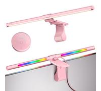 Quntis Lámpara Monitor con Retroiluminación Rgb 51CM, Barra Luz de Monitor Remota con 15 Modos, Regulable y Antideslumbrante, Luz Ordenador para Hogar Oficina Estudio - Rosa
