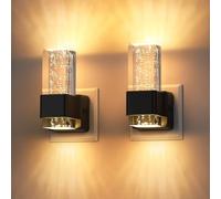 Quntis Luz Nocturna Enchufable LED con Sensor Crepuscular, Luz Cálida 3000K, 3 Niveles de Brillo Ajustables, Bajo Consumo 1W, Luz Ambiente Nocturna para Dormitorio, Pasillo, Baño, 2 Piezas Cuadrada