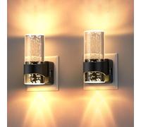 Quntis Luz Nocturna Enchufable LED con Sensor Crepuscular, Luz Cálida 3000K, Regulación Continua, Bajo Consumo 1W, Luz Ambiente Nocturna para Dormitorio, Pasillo, Baño, 2 Piezas Redonda
