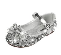 QUNUNOIRE-Zapatos de Princesa para Niñas con Lentejuelas Purpurinas para Disfraz, Fiestas, Bodas Plateado 34
