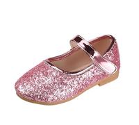 QUNUNOIRE -Zapatos Princesa Glitterate para Niña, Zapatos Cosplay con Lentejuelas Elegantes para Fiesta Ceremonia Rosa 26