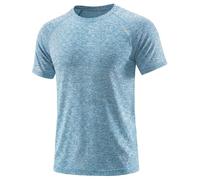 Quoboquo Camisetas Deporte Hombre Camiseta técnica Gym Ropa Deportiva Manga Corta Running Gimnasio Entrenamiento Verano Tejido elástico Reflectante Azul 3XL