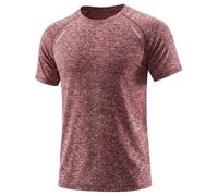 Quoboquo Camisetas Deporte Hombre Camiseta técnica Gym Ropa Deportiva Manga Corta Running Gimnasio Entrenamiento Verano Tejido elástico Reflectante Rojo L