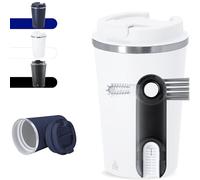 Quodelo Taza Térmica Café 350ml con Revestimiento Cerámico - Termo Café para Llevar Pequeño y Hermético. Vaso Acero Inoxidable para Oficina, Infusiones y Coche. Incluye Cepillo de Limpieza