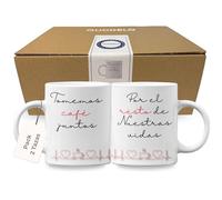 Quodelo Tazas para Parejas con Diseño Hilo Rojo del Destino, Cerámica AAA 350 ml en Caja Premium, Regalo Original de San Valentín y Aniversario para Enamorados