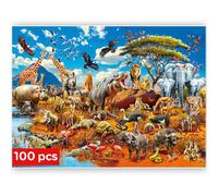 QUOKKA 100 Piece Puzzles for Kids Ages 4-6 - Floor Kids Puzzles Ages 6-8 Year Old - Toy for Learning Africa Animals for 8-10 yo - Jigsaw Toddler Game for Boy and Girl Ages 3-5