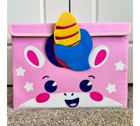 QUOKKA Baul Juguetes Infantil - Cesta Almacenaje Juguetero - Organizador Juguetes Infantil 40x30x25 cm - Unicorno Caja de Almacenamiento Tela para Niños - Plegable - Asas - Tapa Abatible