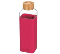 Quokka Botella Cuadrada de 700 ml con Tapón de Rosca de Bambú, Rosa