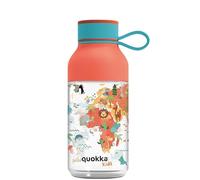 Quokka Botella infantil Ice Kids Map Of Life de copoliéster 430 ml con colgador de silicona - Ligera, antigoteo, tapa que no se pierde, para el cole, idea de regalo