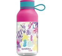 Quokka Botella infantil Ice Kids Zebras de copoliéster 430 ml con colgador de silicona - Ligera, antigoteo, tapa que no se pierde, para el cole, idea de regalo
