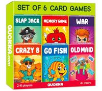 QUOKKA Card Games for Kids Ages 4-8, 6 packs, Crazy 8, Go Fish, Old Maid, War, Slap Jack, Memory Match - Fun Family Games Playing Cards for Kids, Easy to Learn, Educational & Travel-Friendly Gift