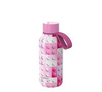 Quokka Kids Solid Con Colgador - Pink Bricks 330 ML | Botellas De Agua Acero Inoxidable Sin BPA |Botella Térmica De Doble Pared - Mantiene el frío y el Calor para Niños y Adultos