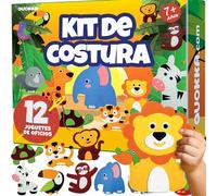 QUOKKA Manualidades Para Niños De 4 A 8 Años - Kit Básico De Costura Con Aguja E Hilo Para Principiantes - Kit Básico De Costura Con 12 Animales Salvajes - Manualidades Divertidas Para Niños