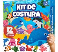 QUOKKA Manualidades Para Niños De 4 A 8 Años - Kit Básico De Costura Para Principiantes Con Aguja E Hilo - Kit Básico De Costura Con 12 Animales Marinos - Manualidades Divertidas Para Niños