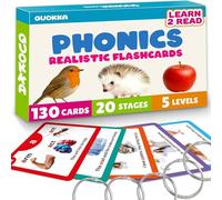 QUOKKA Phonics Flash Cards for Kids Ages 4-8 I 20 Phonic Stages 260 Card Games for Kids Ages 3-5 and 6-8 | Learn to Read Games & Phonics Manipulatives for Phonemic Awareness I Alphabet,CVC,Blends,etc