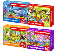 Quokka Puzzle 100 Piezas Niños 3 4 Años - Set de 4 Puzzles Animales Marinos 5 6 Años - Océano Bosque Animales e Insectos Rompecabezas Niños - Juguetes Educativos Regalo de 4 a 9