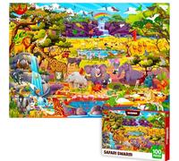 QUOKKA Puzzle 100 Piezas para Niños 3 4 5 Años - Puzzle Animales de Safari Busyland 6 7 8 Años - Rompecabezas Juguetes Educativos para Niños y Niñas - Juego Didáctico Regalo de 3 a 8