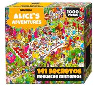 QUOKKA Puzzle 1000 Piezas para Adultos Alicia en el País de Las Maravillas - Puzzle Fantasy con Tareas Secretas y Cuento de Audio para una Relajación Profunda - Ideal Amantes los Desafíos