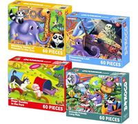QUOKKA Puzzle Animales Niños 4 5 6 Años - 4x60 Piezas Puzzle Infantiles 3 4 Años - Juguetes Verticales Coloridos con Animales del Océano Zoológico y Parque - Educativos Regalo para Niños de 3 a 8