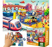 QUOKKA Puzzle Gigante Niños 3 4 5 Años - 60x90 cm 48 Piezas Puzzle XXL de Suelo Infantiles 5 6 Años - Grande Juguete con Coches Urbano - Regalo Educativo para Niños y Niñas de 2 a 6