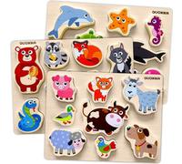 QUOKKA Puzzle Madera Niños 1 2 Años - 3 Grueso Montessori Puzzle Animales para Bebe 18 Meses - Juegos Didácticos para Niños y Niñas 3 4 Años - Regalo Educativo Infantiles de 1 a 3