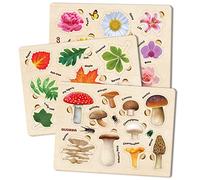 Quokka Puzzle Madera Niños 1 2 Años - Set 3 Juegos Montessori 2 3 Años - Puzzle Bebe con Hongos Flores y Hoja - Juguetes Montessori de Madera - Regalo Educativo Infantiles de 2 a 5
