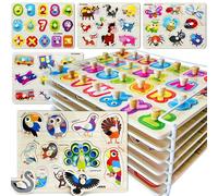 QUOKKA Puzzle Madera Niños 1 2 Años - Set 6 Juegos Montessori 2 3 Años - Montessori ABC Puzzle Bebe - Alfabeto Juguete Rompecabezas Madera - Regalo Educativo Infantiles de 2 a 5