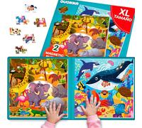 Quokka Puzzle Magnetico 3 4 Años - 2x48 Piezas Puzzle Infantil 5 6 Años - Juego Magnetico de Viaje en Coche - Rompecabezas Niños Animales Africanos y Marinos - Educativo Regalo para Niñas y Niños