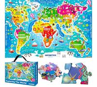 QUOKKA Puzzle Mapa Mundi Infantiles 3 4 5 Años - 60x90 cm 48 Piezas Puzzle XXL Gigante de Suelo para Niños 5 6 Años - Grande Juguete Mundo - Regalo Educativo para Niños y Niñas de 2 a 6