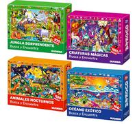 Quokka Puzzle Niños 4 5 6 Años - 4x100 Piezas Puzzle Animales con Marco para Niños y Niñas 7 8 Años - Juego de Buscar y Encontrar Educativo Vida Nocturna - Regalo Juguete Infantil de 6 a 10 Años