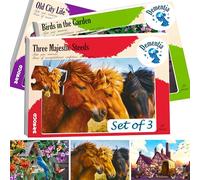 Quokka Rompecabezas Adultos con Alzheimer - 3x35 Piezas Grandes Puzzle Pajaros y Caballo para Ancianos - Juego Cognitivo para Adultos - Entretenimiento Juegos para Personas Mayores con Demencia