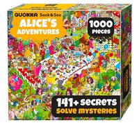 QUOKKA Rompecabezas de 1000 piezas para adultos Alicia en el país de las maravillas: rompecabezas de fantasía para adultos con tareas secretas e historia de audio de cuento de hadas para una