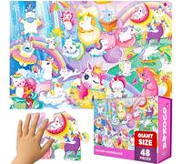 QUOKKA Rompecabezas Gigante De Suelo para Niños De 4 A 6 Años - 60 x 90 cm - Extra Grueso - 48 Piezas -Rompecabezas Infantil De Unicornio para Niños De 3 A 5 Años