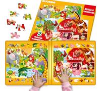 Quokka Rompecabezas Magnéticos para Niños 3 A 5 Años - Pack De 2 Juegos Busca Encuentra - Tablero Fácil Transportar con Objetos Ocultos, Escenas Granja Y De África - Regalo Educativo 3 Años