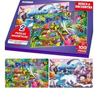 Quokka Rompecabezas Magnéticos para Niños de 4 5 6 Años - 2 Set de 100 Piezas Puzzles - Buscar y Encontrar - Apto para Viajar con Animales Polares e Insectos - Educativo Puzzle 5 Años