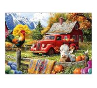 QUOKKA Rompecabezas para adultos - Rompecabezas de 500 piezas con temática de granja, obra de arte original de collage acabado a mano por artista, piezas de agarre fuerte de corte único, acabado mate