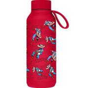 QUOKKA SOLID X MARVEL | BOTELLA TÉRMICA DE ACERO INOXIDABLE DOBLE PARED CON COLGADOR | CAPTAIN AMERICA RETRO COMIC