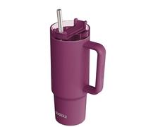 Quokka Taza térmica Stream Burgundy de acero inoxidable 950 ml con tapa multifunción y pajita - Doble pared al vacío, hasta 16 h frío, sin condensación, idea de regalo
