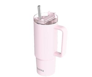 Quokka Taza térmica Stream Light Pink de acero inoxidable 950 ml con tapa multifunción y pajita - Doble pared al vacío, hasta 16 h frío, sin condensación, idea de regalo