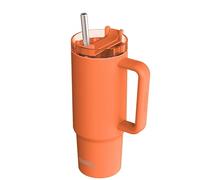 Quokka Taza térmica Stream Papaya Orange de acero inoxidable 950 ml con tapa multifunción y pajita - Doble pared al vacío, hasta 16 h frío, sin condensación, idea de regalo