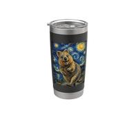 Quokka Van Gogh Noche Estrellada Vaso térmico de acero inoxidable de doble pared