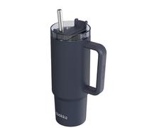 Quokka Vaso Stream Black 950ml - Tapa Multifunción con Pajita - Doble Pared Aislante - Acero Inoxidable