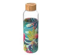 Quokka8412497400003Cristal Redondo Botella con Silicona Funda, 660 ml Capacidad, Tropical