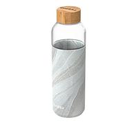 Quokka8412497400027Cristal Redondo Botella con Silicona Funda, 660 ml Capacidad, Piedra Blanca