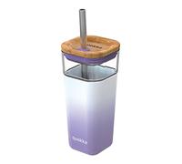 Quokka8412497400553Vidrio Taza con Paja y Silicona Funda, 540 ml Capacidad, Gradiente Lila