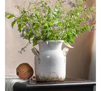 Quoowiit Jarrón de cerámica rústica de Granja, jarrón Decorativo Envejecido para decoración del hogar, decoración Ideal para estantes, jarrón Bohemio Blanco para Sala de Estar, Dormitorio, Cocina,