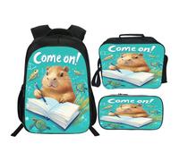 Quorin Divertida mochila escolar Capybara de 16 pulgadas con bolsa de almuerzo ligera para adolescentes, niños, niñas, escuela primaria y secundaria